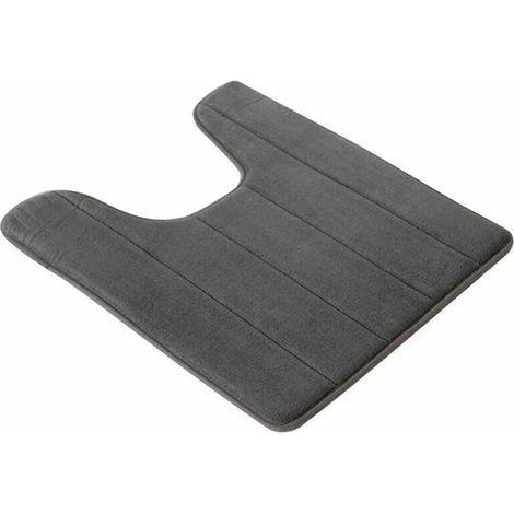 Tapis de toilette antidérapant en polaire corail pour salle de bain, tapis contour WC lavable, doux et absorbant (gris foncé)