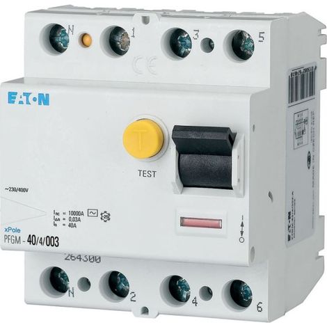 Eaton 264300 4x40A 30mA AC residual current device (PFGM-40/4/003)