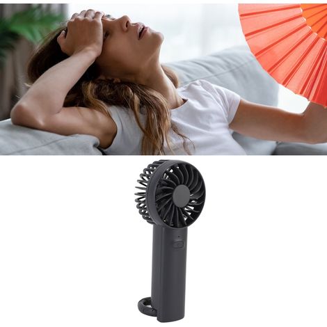 Ventilador portátil con gancho – 3 velocidades, silencioso y recargable – ABS gris – Mini para viajes, deportes y camping – 176 mm (1/5)