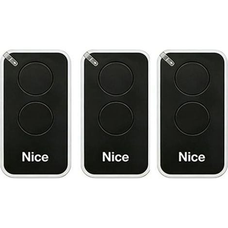 Lot de 3 télécommandes pour Nice INTI2B 433.92MHz, 2 canaux, pour systèmes d'automatisation de portails et de garages, noir