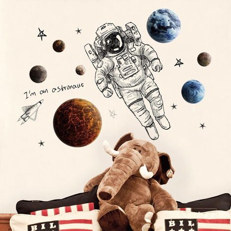 [Astronauts In Space]: Removable Wall Sticker Pvc Transparent Film (1/3)
