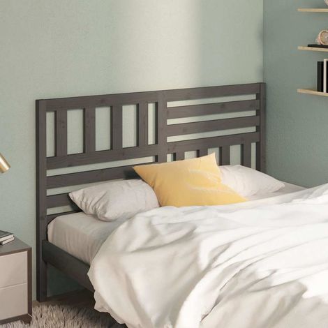 Tête de lit en pin massif gris 126 x 4 x 100 cm pour cadre de lit - PANGIVO (1/5)