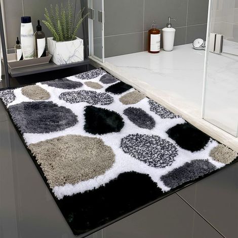 Alfombrilla de baño antideslizante. Alfombrilla de baño de microfibra extrasuave. Alfombrilla absorbente y lavable a máquina, 50x80 cm (50x80 cm, gris). (1/4)