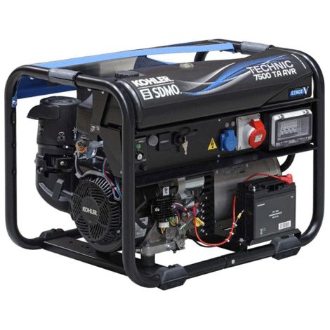 Sdmo – Groupe électrogène triphasé 6500W essence – Démarrage électrique – Régulation AVR – Autonomie 6,9h – 2 prises 230V et 400V (1/3)