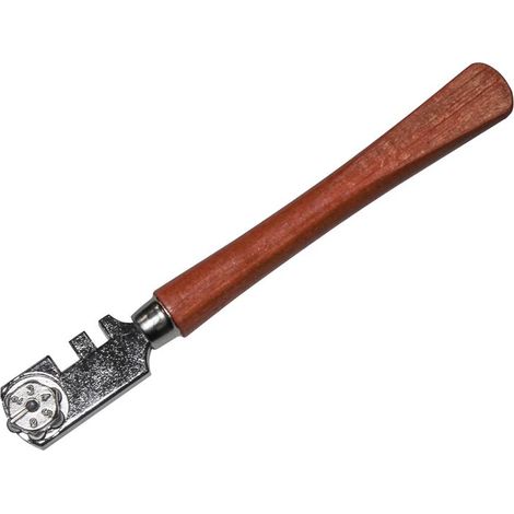 Faithfull 8150A-1 Six Wheel Glasscutter Tungsten Carbide - Wood Handle FAIGCSIX (1/2)