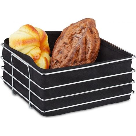 Cesta de pan de metal con funda de tela