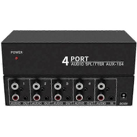 Répartiteur audio 1 entrée 4 sorties RCA gauche/droite, stéréo auxiliaire 1x4, compatible avec les haut-parleurs PC 25-26 pouces, version 0304 (1/5)