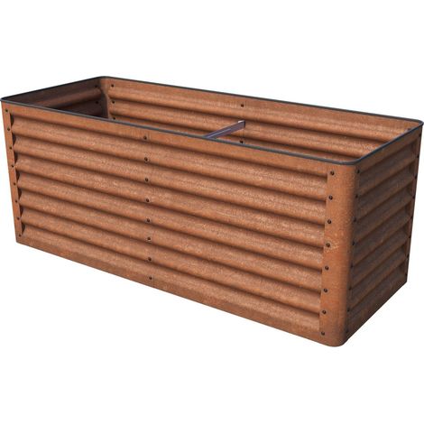 Carré potager LUCA en acier corten GFP Primeyard 150x60x60 cm - Bac de jardinage stable avec optique rouille naturelle et protection fiable des coins. Utilisable toute l'année