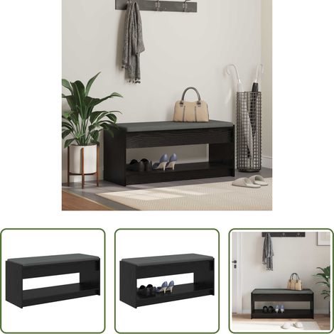 vidaXL Sitzbank -  Flurbank mit Kissen mit Regal Schwarze Eiche 103 x 38 x 45 cm (1/5)