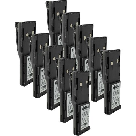 vhbw 10x Akku kompatibel mit Motorola GTX Series, GTX Privacy Plus Portable Funkgerät, Walkie Talkie (1800 mAh, 7,5 V, NiMH) + Gürtelclip