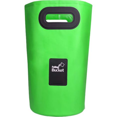 Secchio d'acqua pieghevole - Secchio multifunzionale robusto e leggero per vacanze, giardinaggio, pesca all'aperto e campeggio - Verde 20L (1/5)