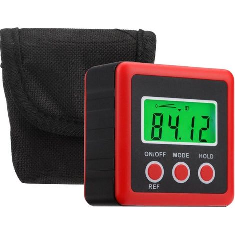 Digital spirit level, LCD, magnetic base, IP54, red