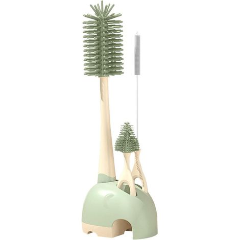 Spazzola per la pulizia,spazzolino per biberon con supporto,set di spazzole in silicone per la pulizia dei biberon (1/5)
