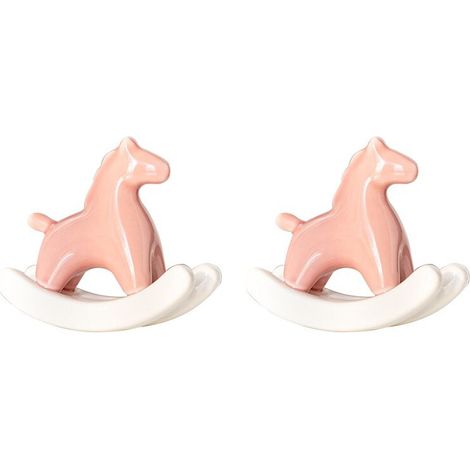 2X Statue de Cheval à Bascule en Céramique pour la Maison, Sculpture D'Art Moderne pour Décor D'Étagère de Table, Ornement de Bureau de Figurine (1/4)