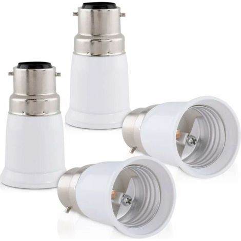 Lntyq 4x adaptateur de douille - Convertisseur douilles B22 vers E27 - Adaptateur de support de lampe culot baïonnette pour ampoule LED halogène