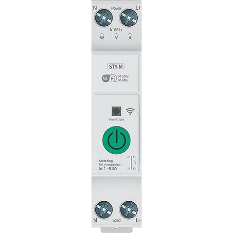 Disjoncteur intelligent WiFi, compteur électrique, télécommande sur rail DIN, maison connectée, suivi de la consommation en kilowattheures, minuterie, relais C (1/5)