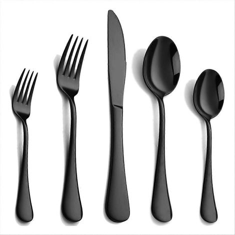 Besteckset, Edelstahl-Besteckset, bestehend aus Messer, Gabel und Löffel, hochglanzpoliert, spülmaschinenfest. (1/5)