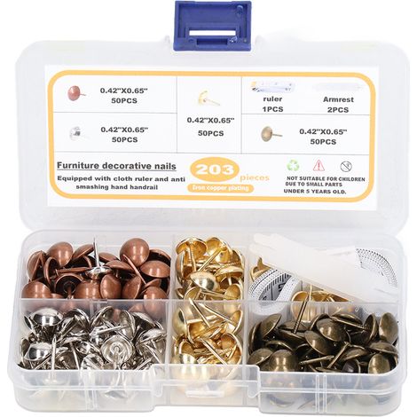 200 clous décoratifs intérieurs en acier au carbone pour meubles, avec mètre ruban en tissu et accoudoir, type standard (1/5)