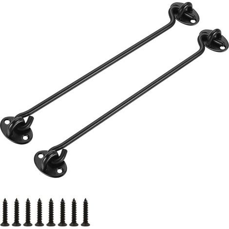 Crochet Porte, 2 Pièces 300 mm Fermeture Porte Acier Inoxydable, Loquet Porte Noir, Crochet Fenetre pour Portes, Fenêtres de Garage, Maisons de Jardin, Chalets (1/5)