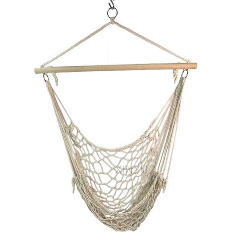 Balancelle suspendue Sky Chair en corde - Hamac beige confortable pour se détendre à l'intérieur ou à l'extérieur (1/5)