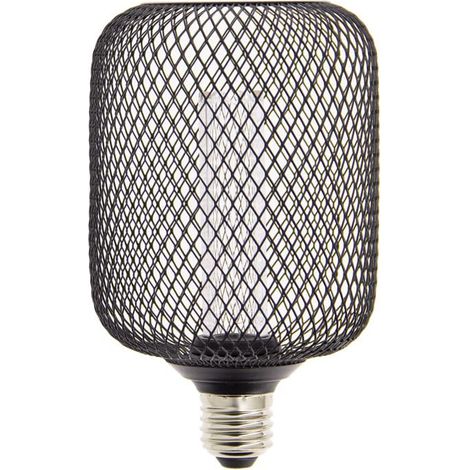 Ampoule Déco Cage - Cylindre - Culot E27 - Hologramme - Blanc chaud - Température de couleur 1800K - 4W - Noir - Faible Consommation (1/5)