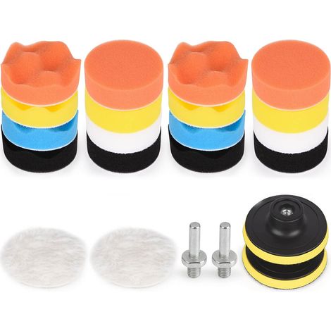 Juego de almohadillas de pulido para automóviles de 3 pulgadas – Kit de pulido para taladro eléctrico de 22 piezas (incluye almohadillas de espuma) para pulir y abrillantar automóviles. (1/5)
