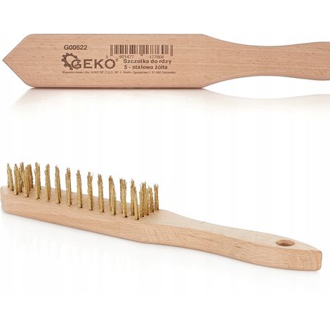 Spazzola metallica geko 5 file filo ottone manico legno (1/3)