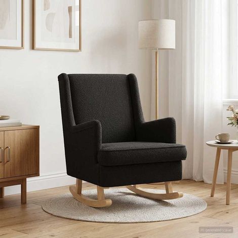 vidaXL Chaise à bascule Noir 62 x 80 x 85 cm Bouclé (1/5)
