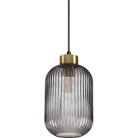 Ideal Lux MINT-1 - Lámpara colgante de techo con domo de vidrio para interiores, 1 luz, ahumado, E27