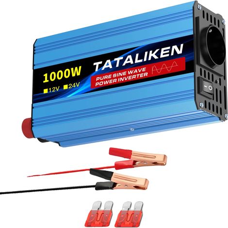Inverter, 4 enchufes europeos, ventilador con termostato automático, 1000 W UE (1/2)