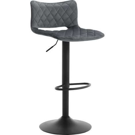 WOLTU Tabouret de Bar Pivotant, Réglable en Hauteur, Chaise de Salle à Manger en Velours Rembourrée, Gris foncé (1/5)