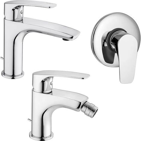 Set miscelatori Paffoni Lime lavabo bidet e doccia incasso in ottone cromo