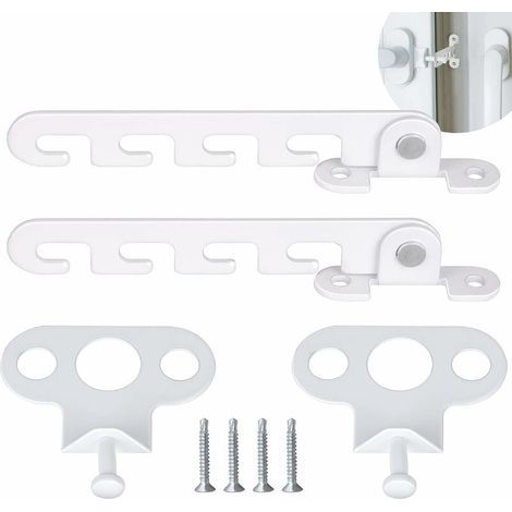2-Piece Casement Window Restrictor, Window Latches with 4 Screws, Weatherproof Window Lock for Adjusting Window Opening (White) (1/5)