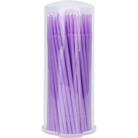 100 brosses micro-applicateurs buccaux violettes, jetables, portables, compactes, tiges dentaires pour soins précis (1/5)