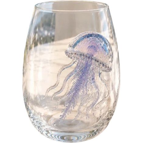 Mundgeblasenes Whiskyglas mit 3D-Quallenmotiv (1/2)