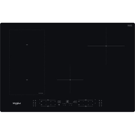 Whirlpool – Plaque induction 77 cm 4 foyers – Surface vitrocéramique – Zone FlexiCook – Puissance 10 niveaux – Commandes tactiles – Verrouillage enfant