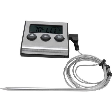 Digital meat thermometer, food temperature gauge, with folding probe, timer, and alarm for the kitchen (1/5)