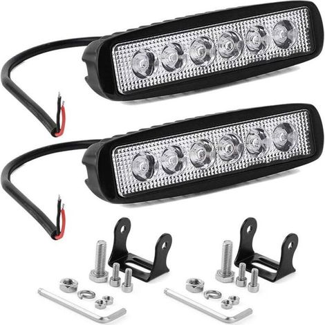 Luces de trabajo LED - 2 unidades - 15 cm - 18 W - 12 V - 24 V - Resistente al agua IP67 - 1800 lúmenes - Luz antiniebla/foco (1/4)