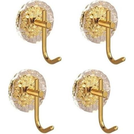 4 Pièces Porte Serviette Or Crochet Autocollant En Acrylique Crochet Adhésif Mural De Salle De Bains Porte Manteau Mural Salle de Bain Cuisine Hooks (3.35 Pouces) (1/5)