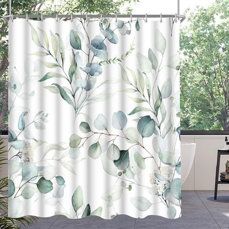 Duschvorhang Blattmuster 180x200cm Antischimmel Wasserabweisend 12 Ösen (1/5)