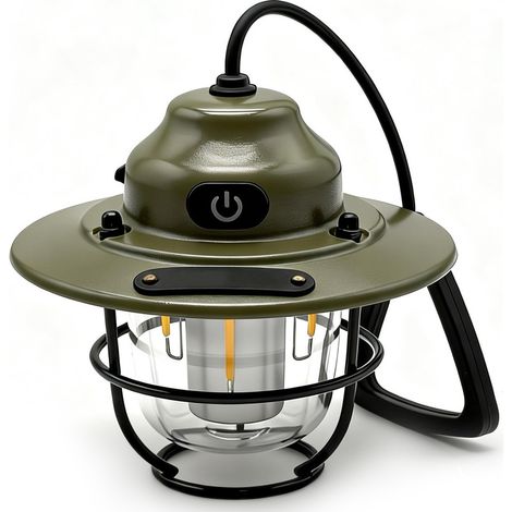 Lanterne portable rétro – Lampe LED rechargeable (4 modes d'éclairage) – Lampe portable USB pour extérieur et camping (1/5)