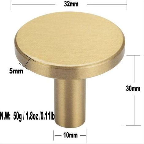 Lot de 4, Crochets Mural en Laiton Brossé, 32 mm x 30 mm, Crochets Porte-serviettes Manteau Dorés pour Salle de Bain, Porte-patères,(ronds) (1/3)