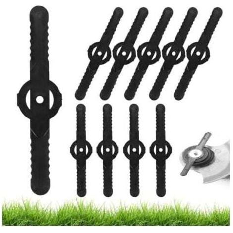 10 Pièces Lames de Tondeuse Jardin Tondeuse Accessoires, Lames de Rechange en Plastique, Outils de Jardin, Petit Trou 5mm, pour Jardin Pelouse Tondeuse, Coupe-bordures Sans Fil (1/4)