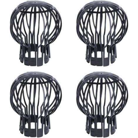 Set mit 4 Überlaufschutzfiltern für Dachrinnen, schwarz, leicht und robust, für Boden- und Dachabläufe sowie für Balkone und Terrassen (1/4)