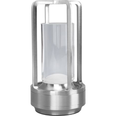 Kabellose Tischleuchte, Kristallschirm, 16 Farbtemperaturen, Fernbedienung, Touch-Bedienung, dimmbare RGB-LED, silber (1/5)