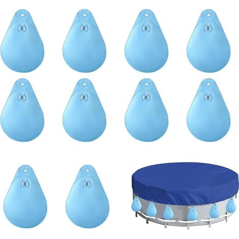 Lot de 10 Poids de Couverture Piscine, Sacs à Eau épais et résistants, Accessoires sécurité Piscine d'automne, équipement de sécurité extérieur (1/5)