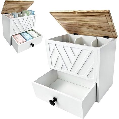 Boîte de Rangement en Bois à Trois Compartiments avec Couvercle – Coffret de Rangement en Bois Naturel pour Bureau Maison et Décoration (1/5)
