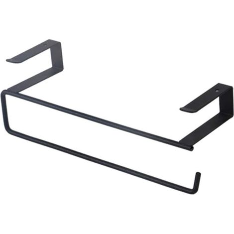 Porte-rouleau de papier en forme de S, organisateur de perçage pour armoire de cuisine ou étagère de garde-manger, gain de place, peinture en fer épaissie, longueur 9,44 pouces (noir)