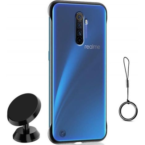 1 Kit Support Magnétique, Coque Naked Bumper, Transparent Fumé, Protection Coins, Realme X2 Pro