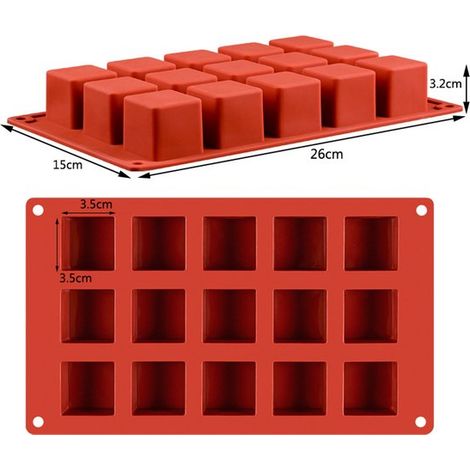 Silikon-Backform für einzelne Portionen (Würfel), Antihaftbeschichtung, 15 Würfel, 2er-Pack Kuchenformen.